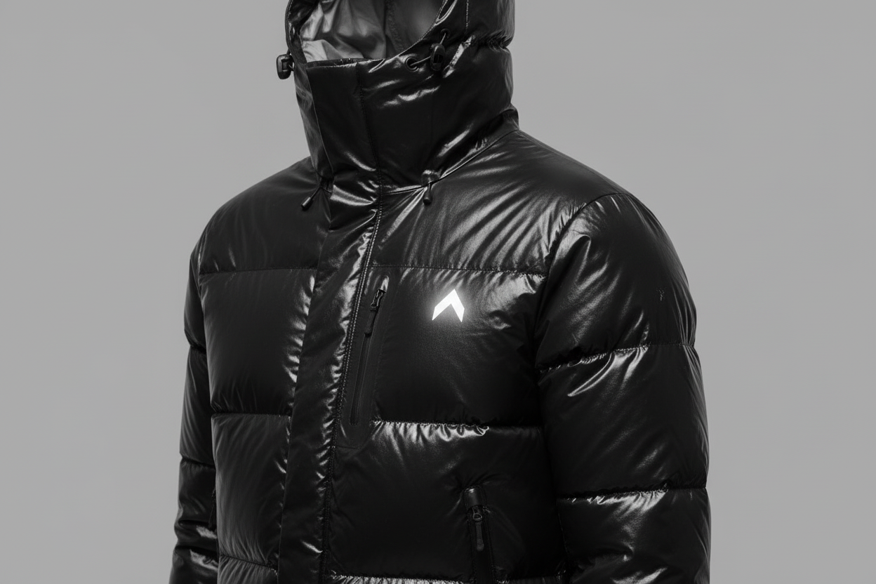 Angled view with logo