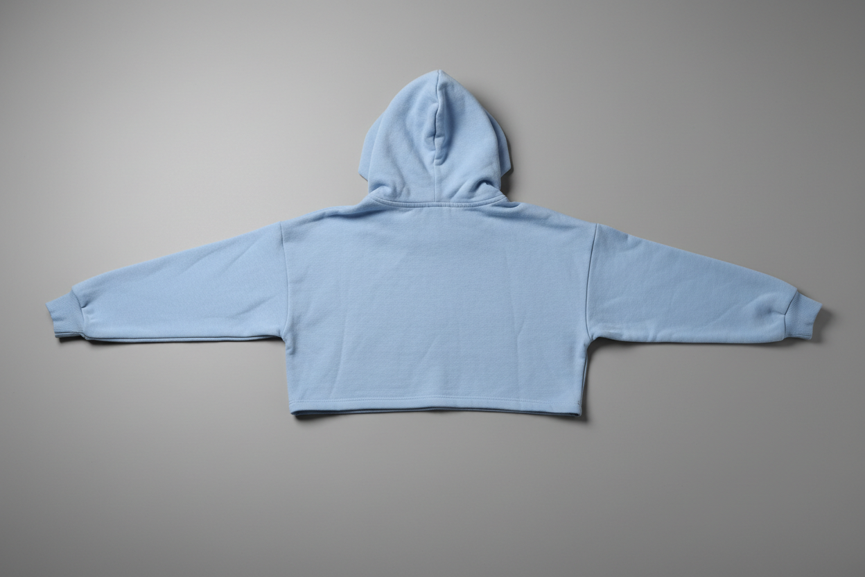 Baby Blue Crop Top Hoodie Back View