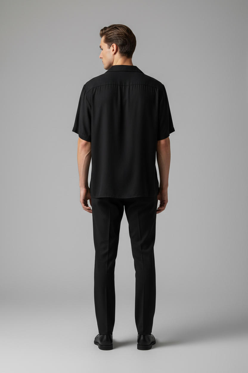 Back View Black Cuban Collar