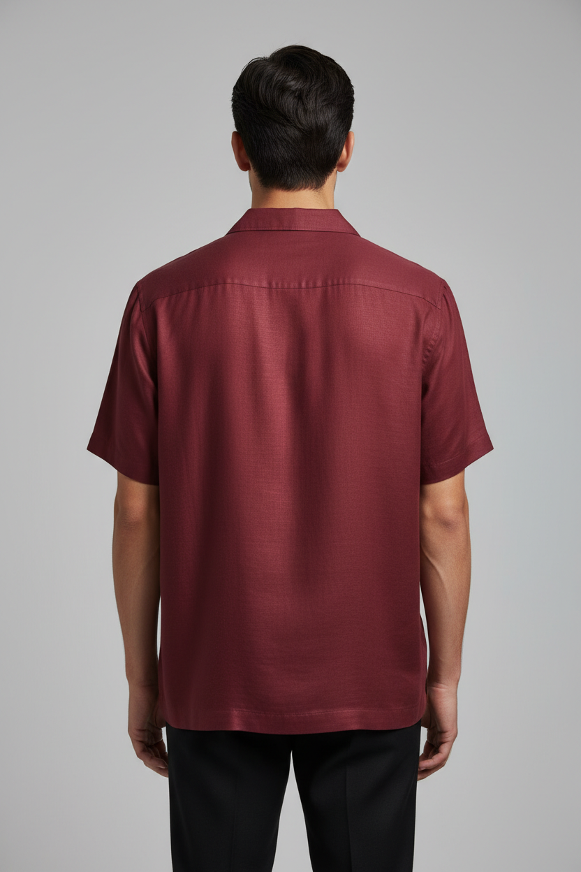 Back View Burgundy Cuban Collar