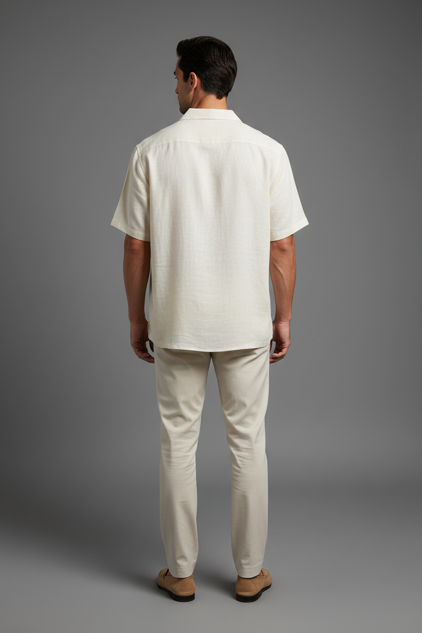 Back View Cream Cuban Collar