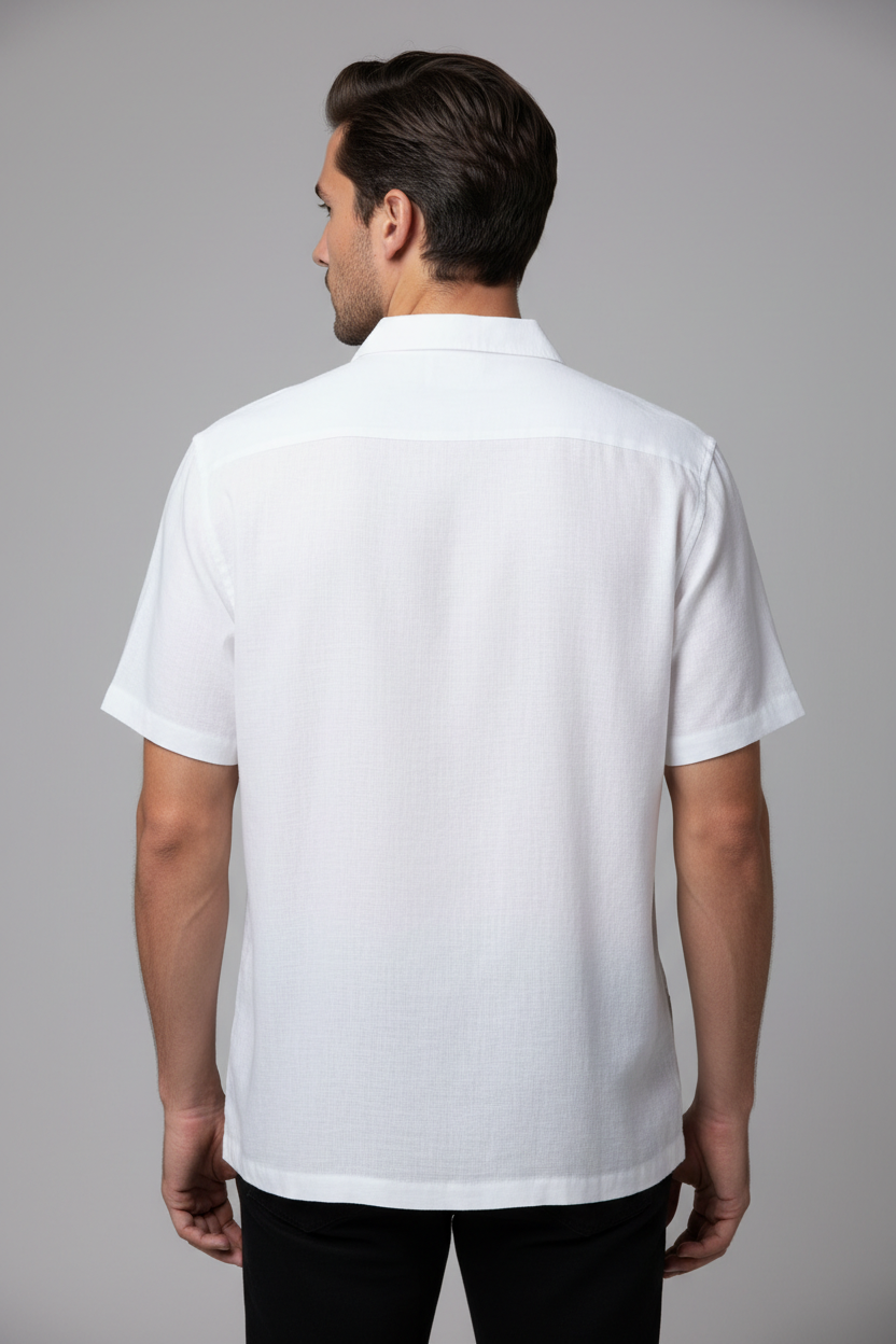 Back View White Cuban Collar