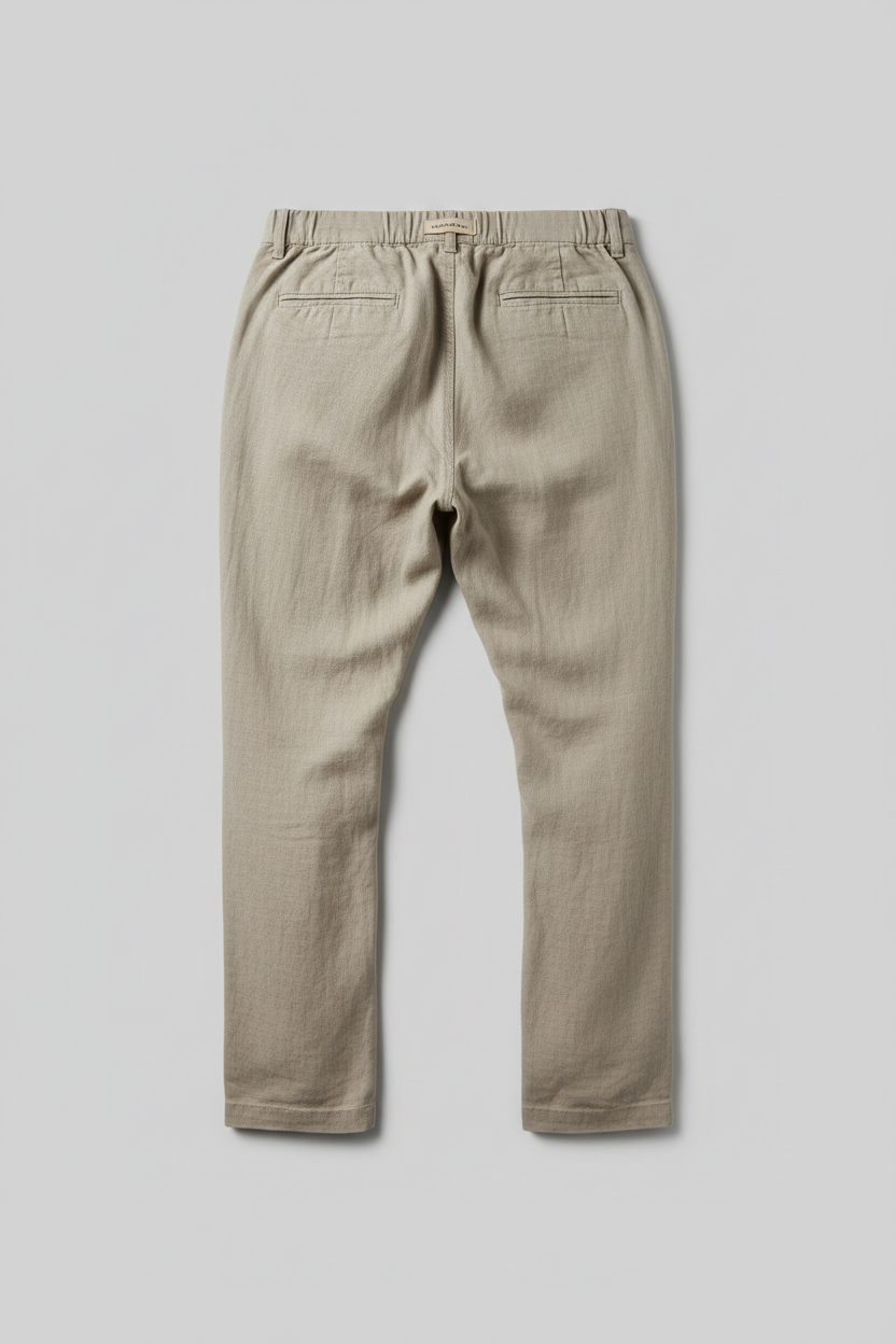 Beige Linen Pants - Back View