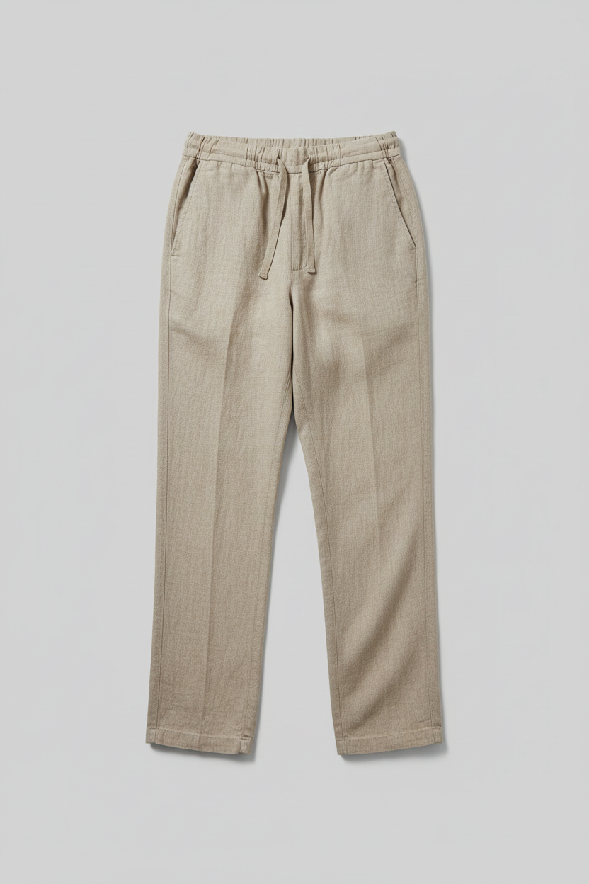 Beige Linen Pants - Front View