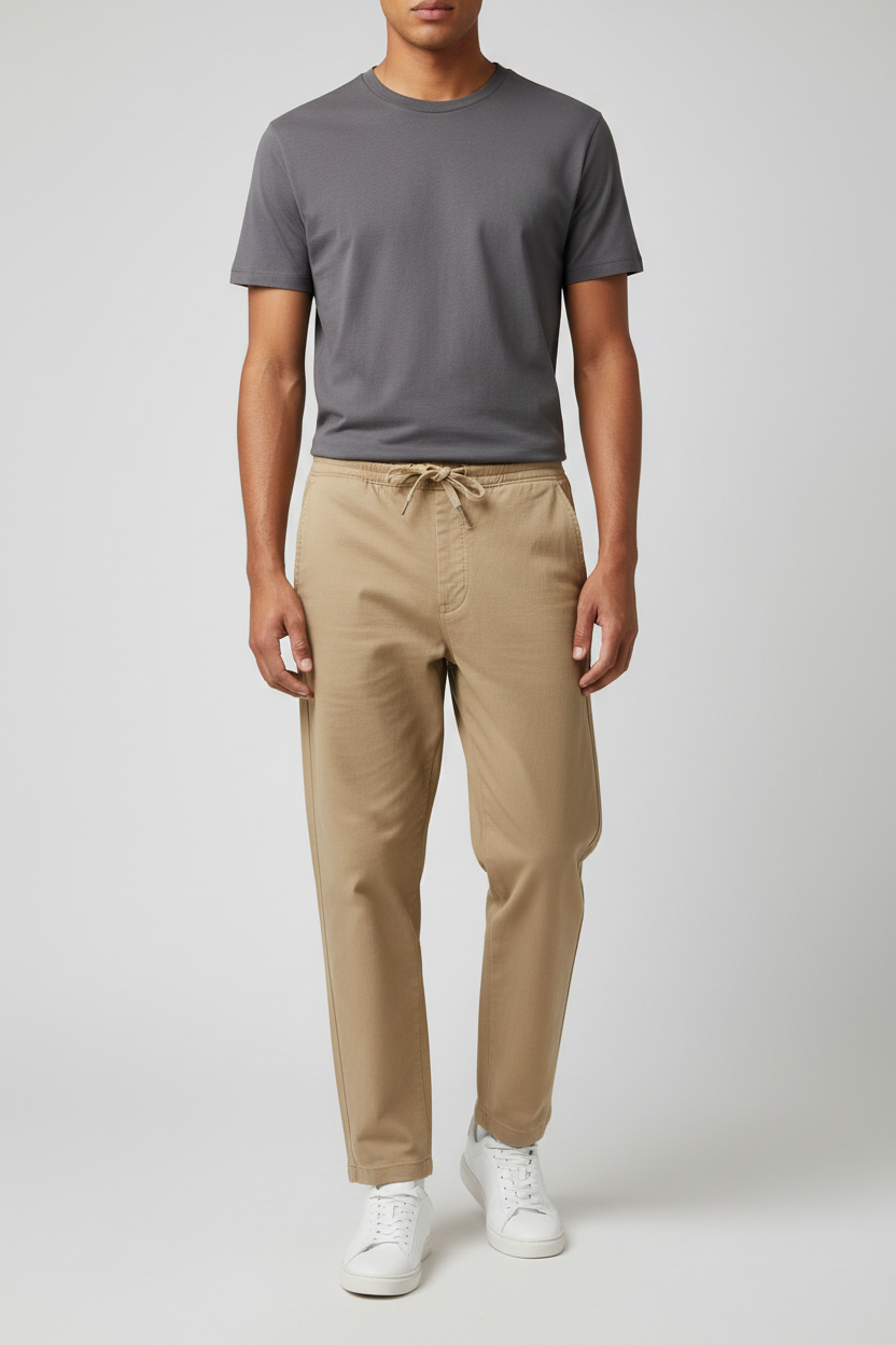 Beige Tan Drawstring Pants
