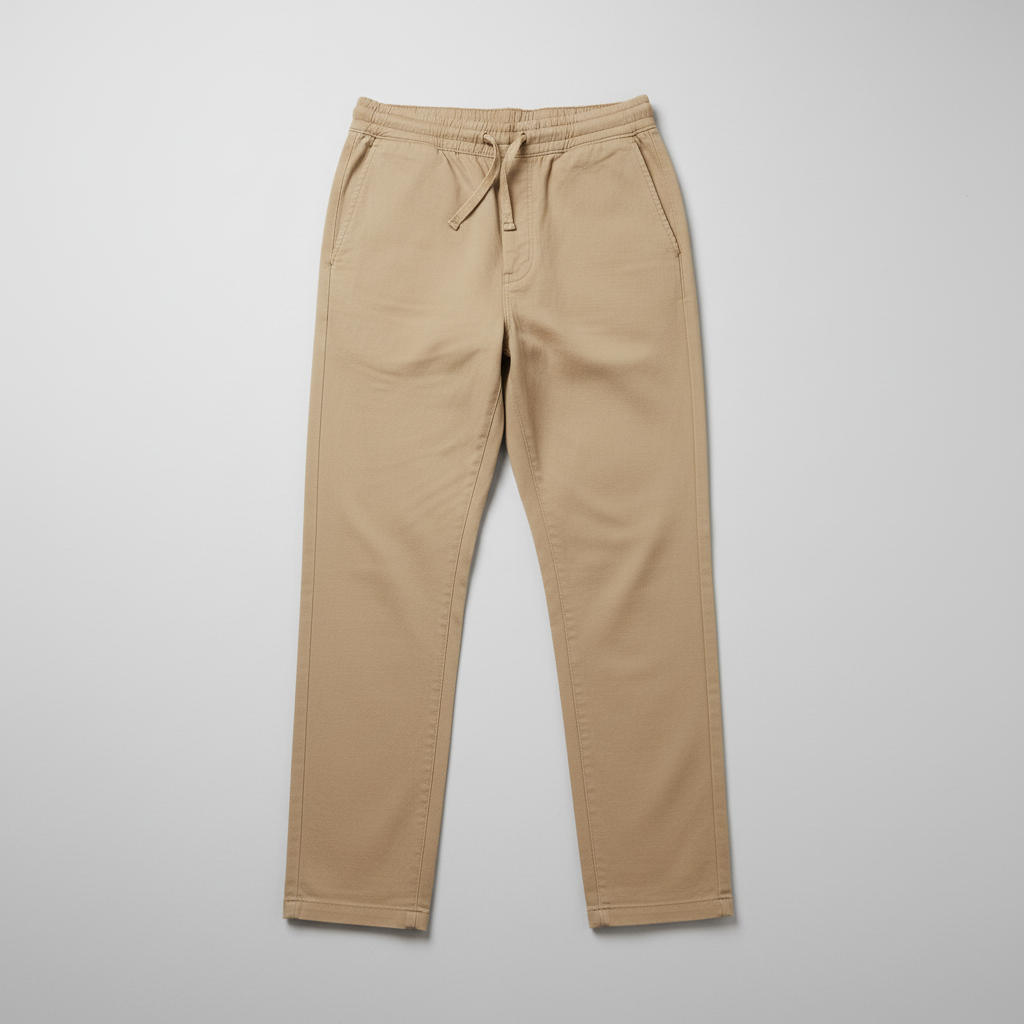 Beige tan pants flat lay