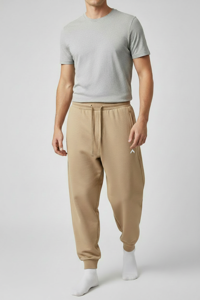 Beige Track Pants with Logo
