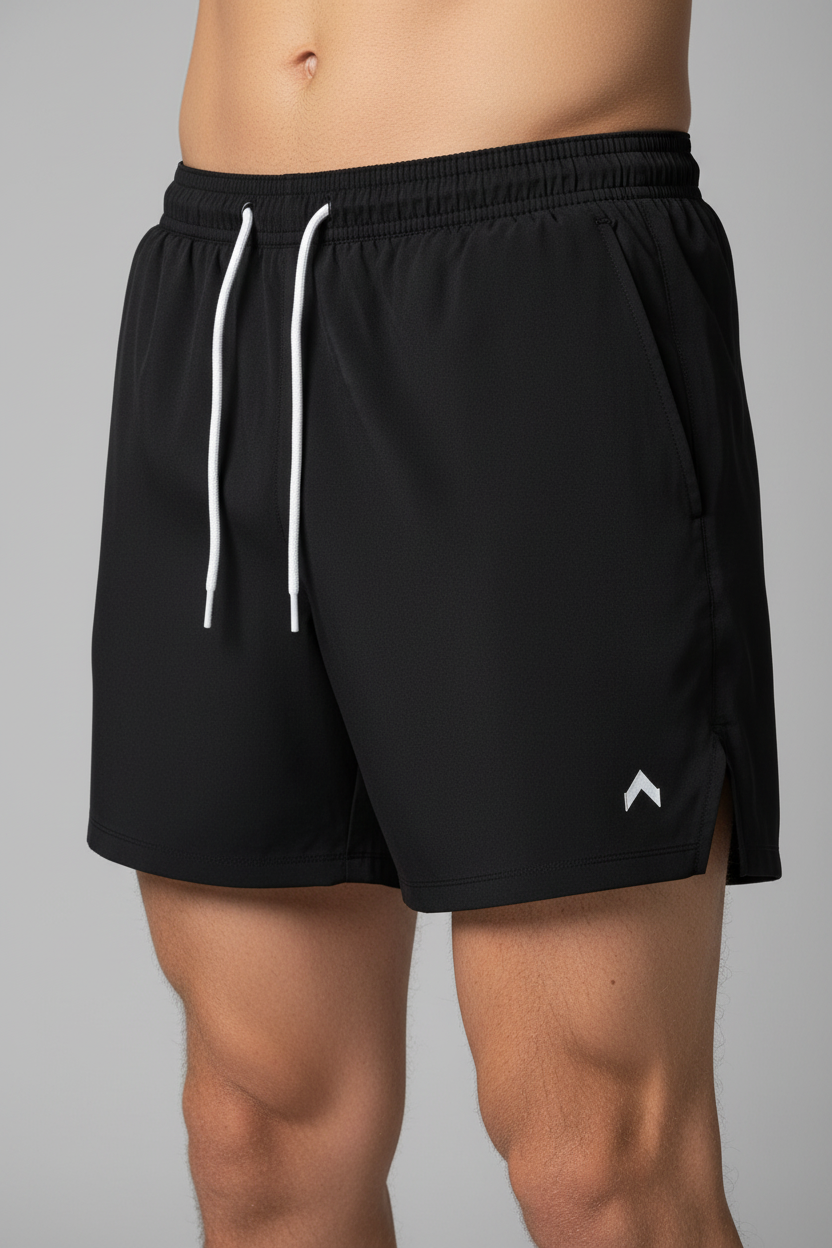 Black Athletic Shorts with Drawstrings