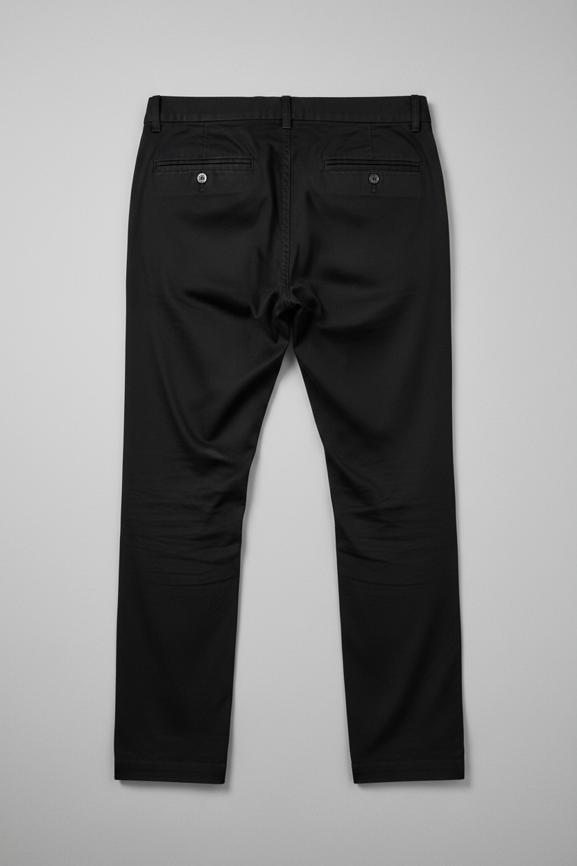 Black Chino Pants - Back Flat Lay