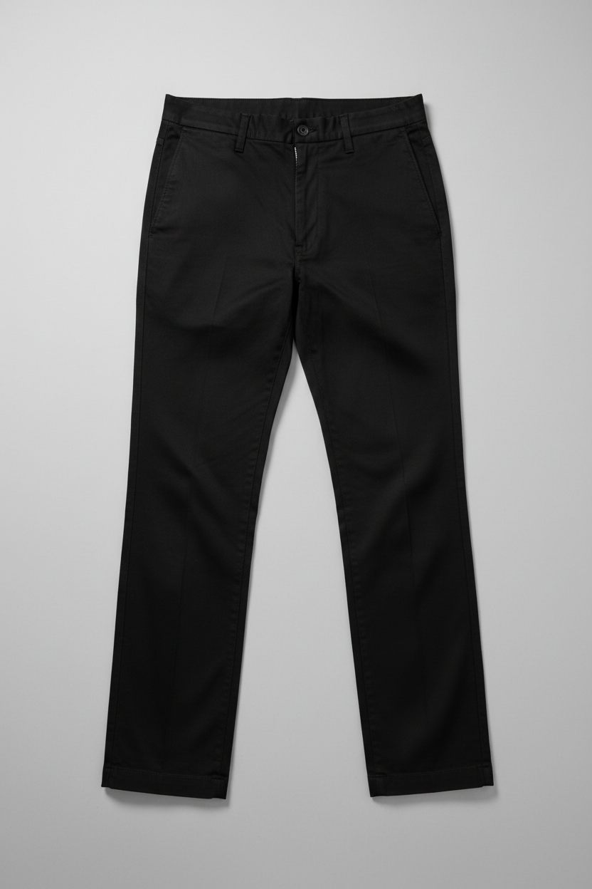 Black Chino Pants - Front Flat Lay
