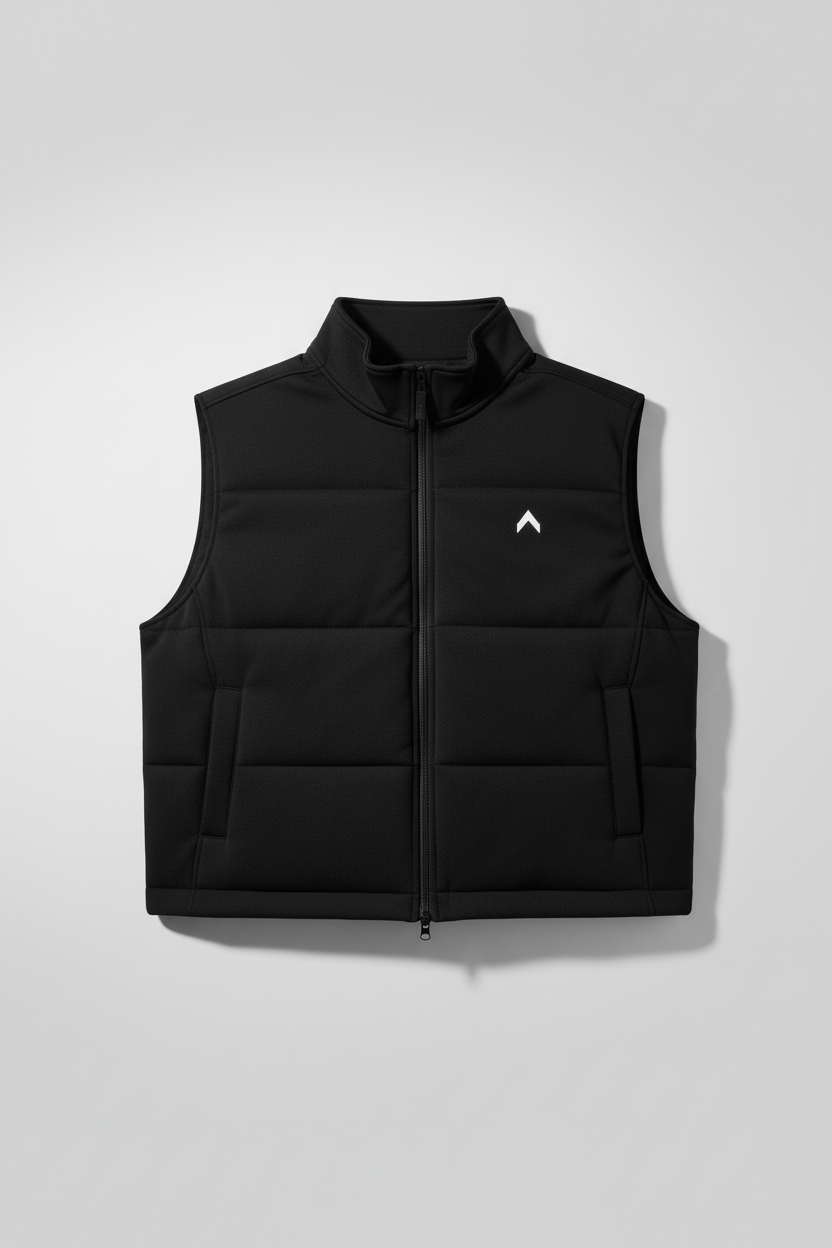 Black Crop Puffer Vest Flat Lay