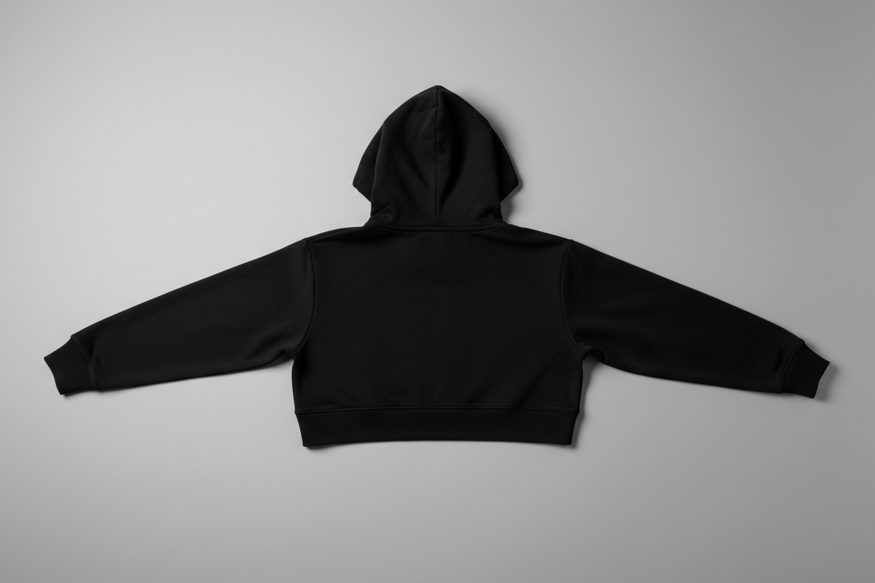 Black Crop Top Hoodie Back View