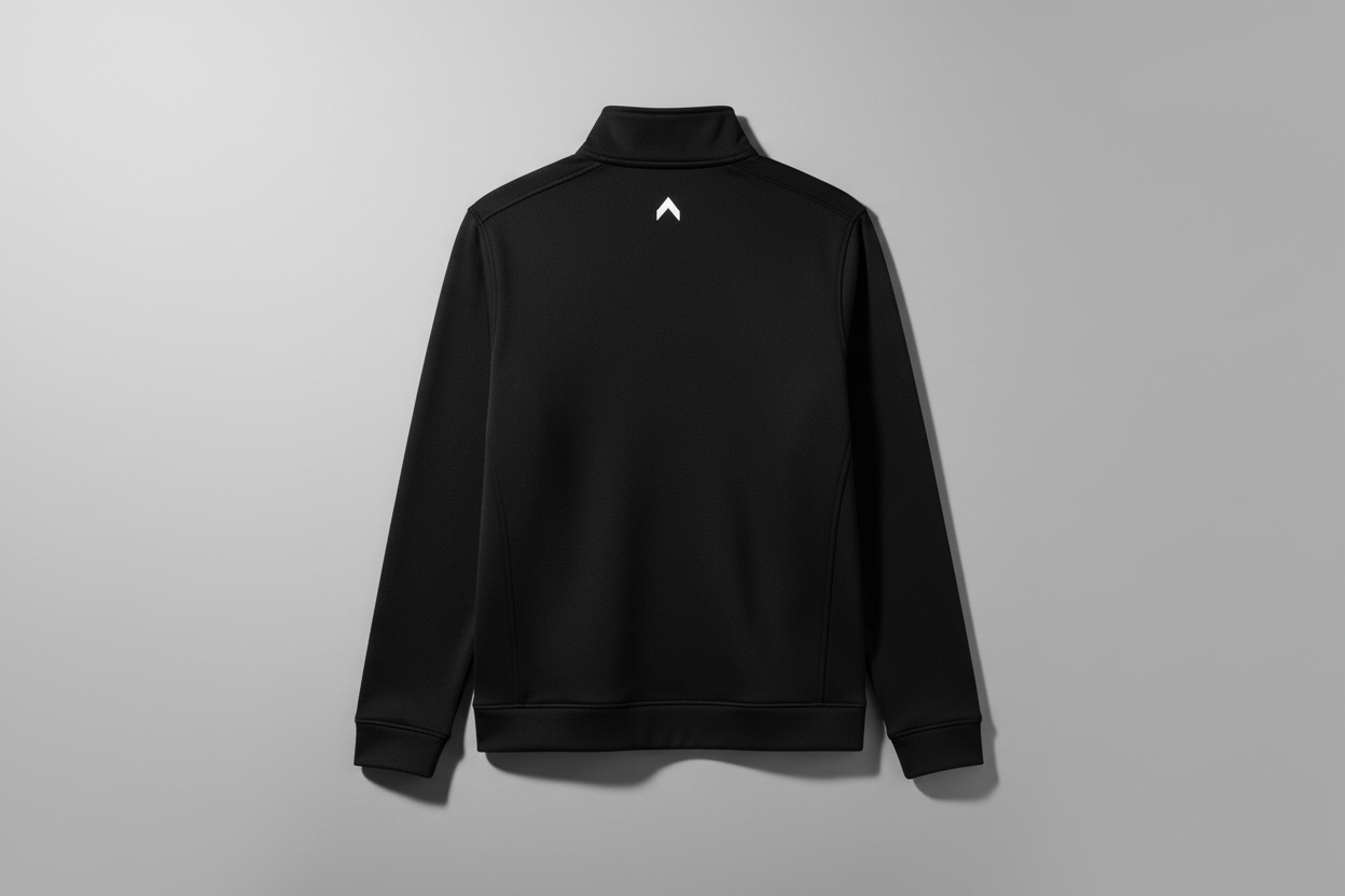 Black quarter-zip back view
