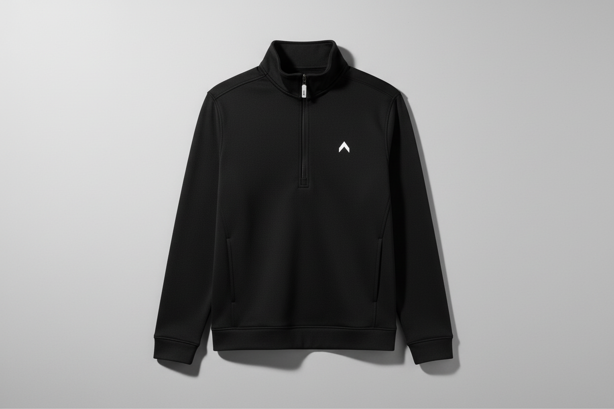 Black quarter-zip front view