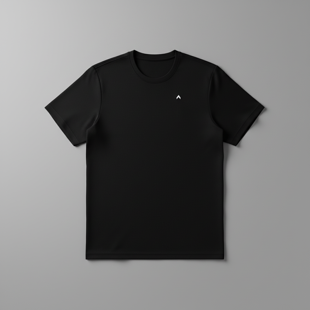 Black Running Tee - Flat Lay