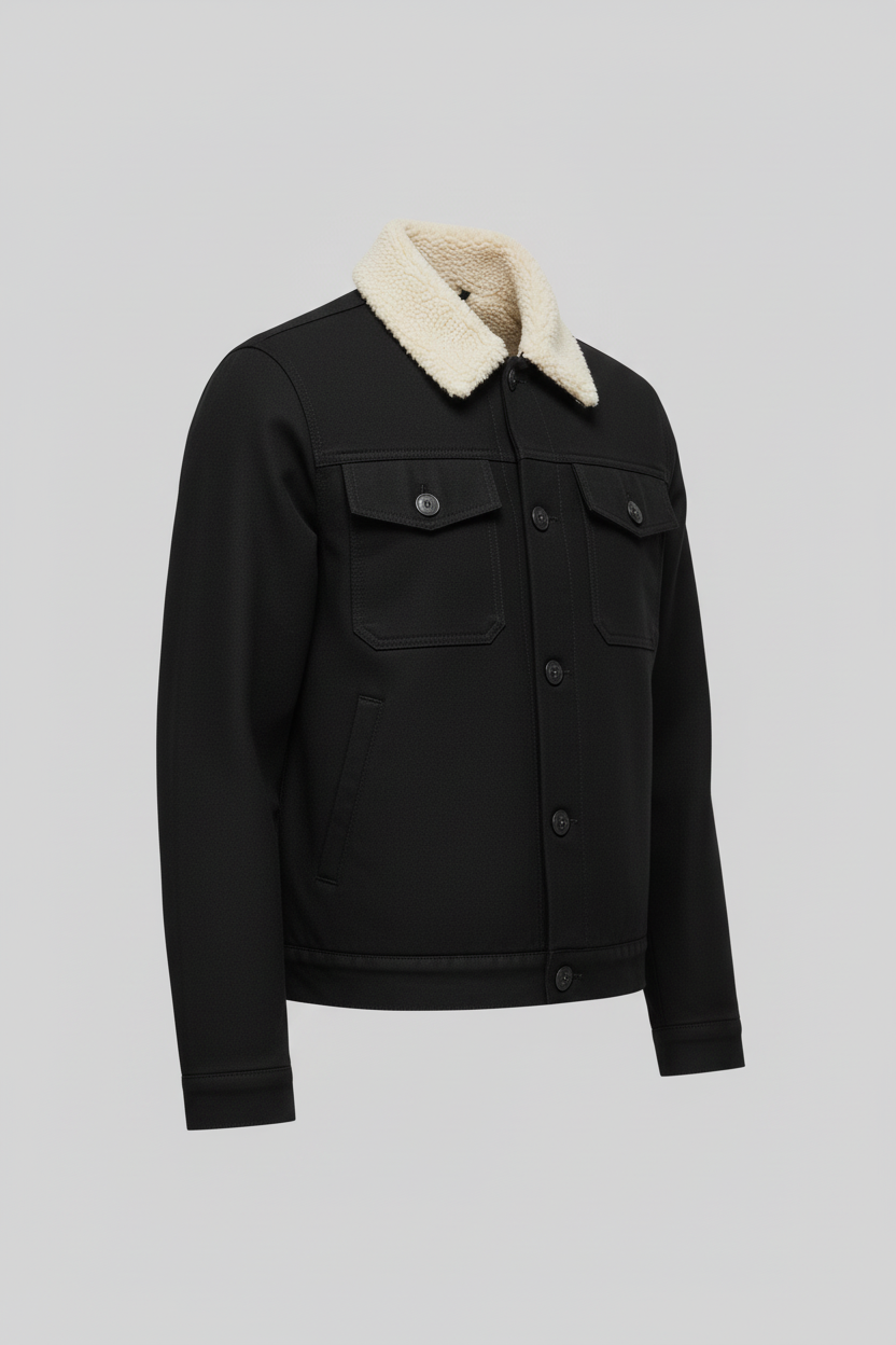 Black Sherpa Jacket Angle