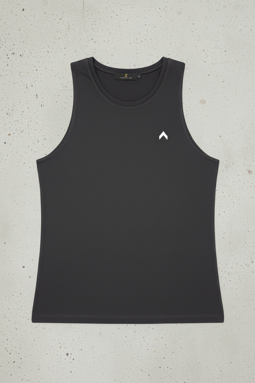 Black Tank Top on Gray Background