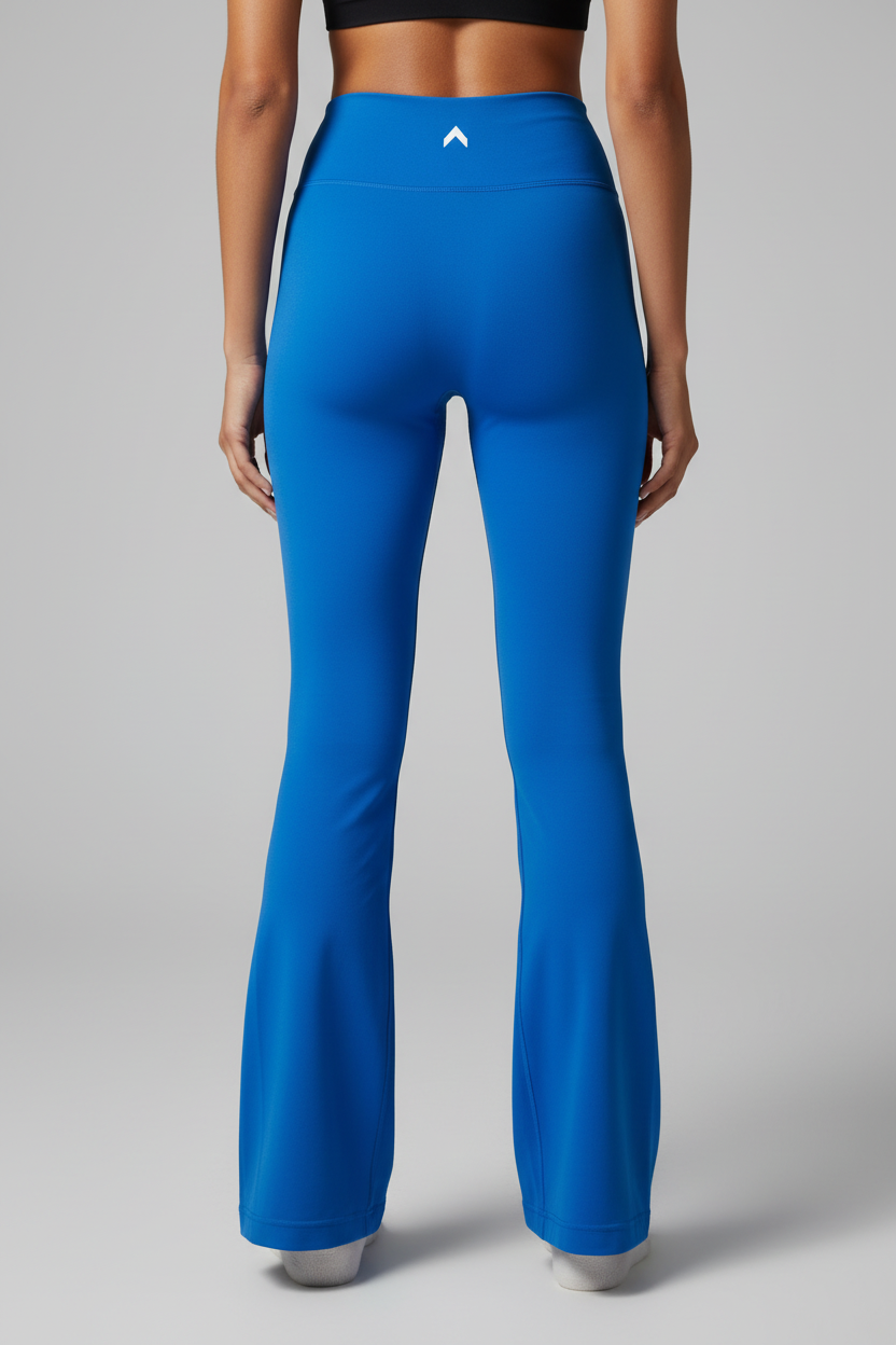 Blue Seamless Flare Leggings - Back View