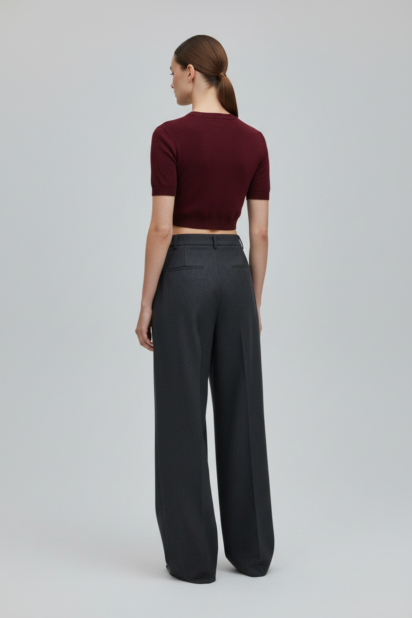 Burgundy crop top back view