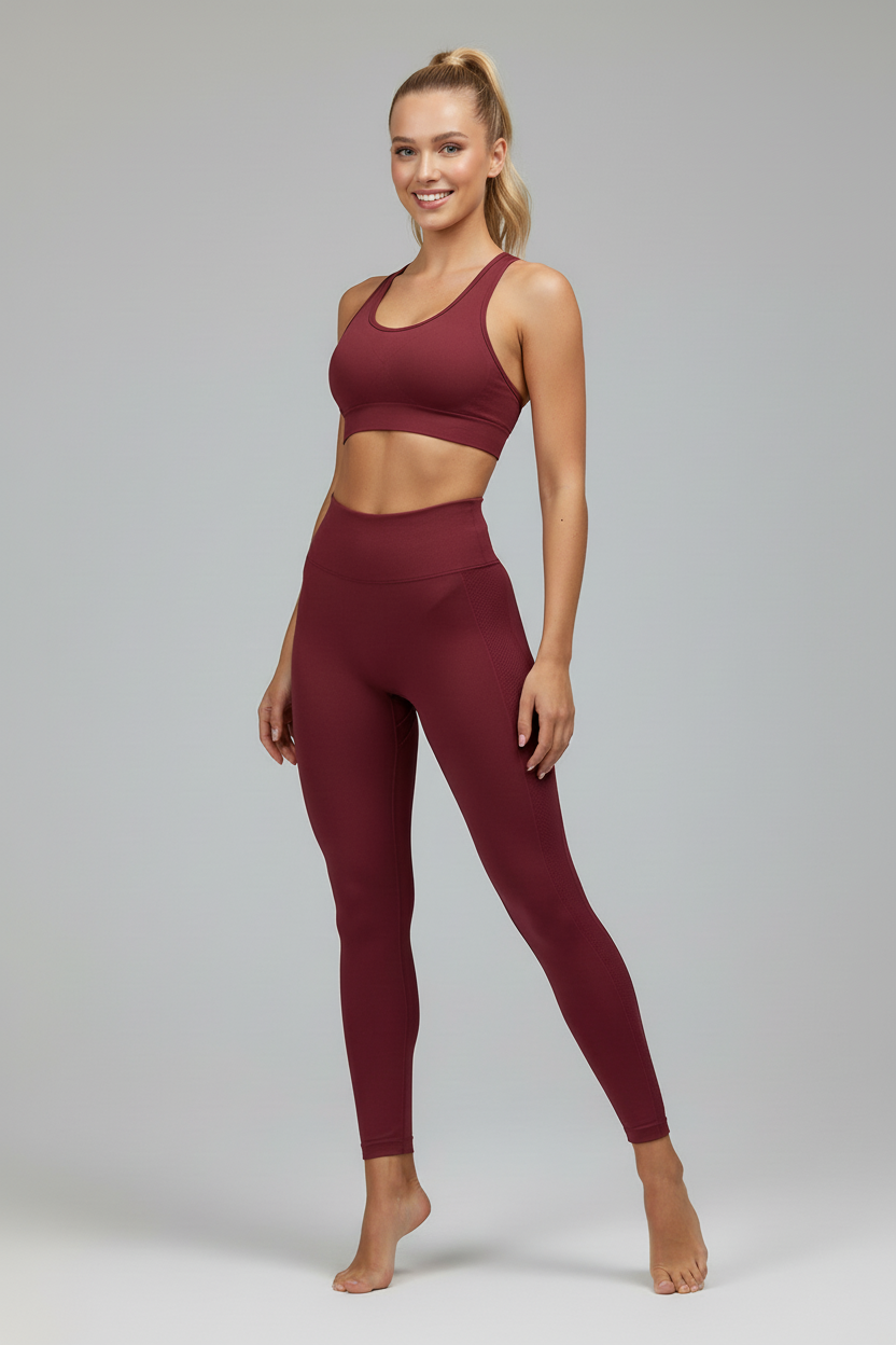 Burgundy leggings with pockets