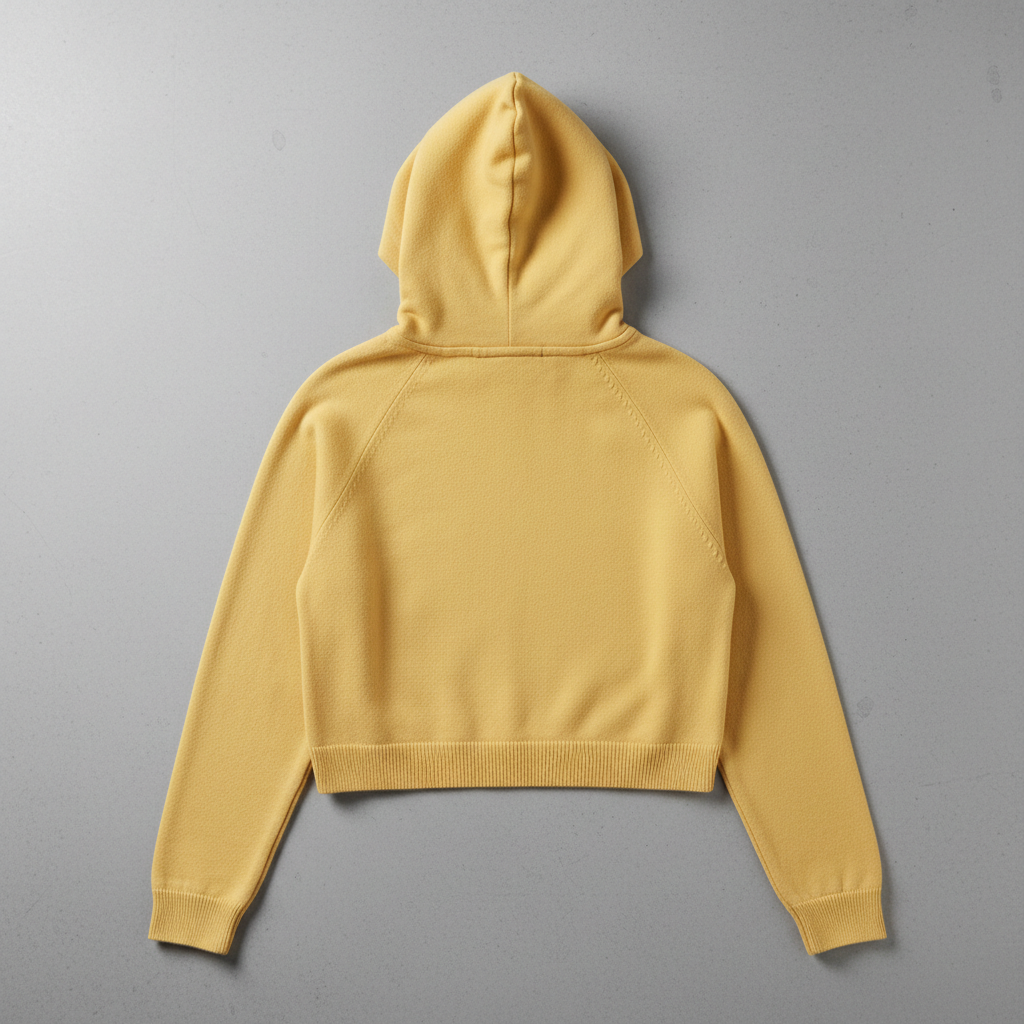 Butter Yellow Crop Hoodie - Back View
