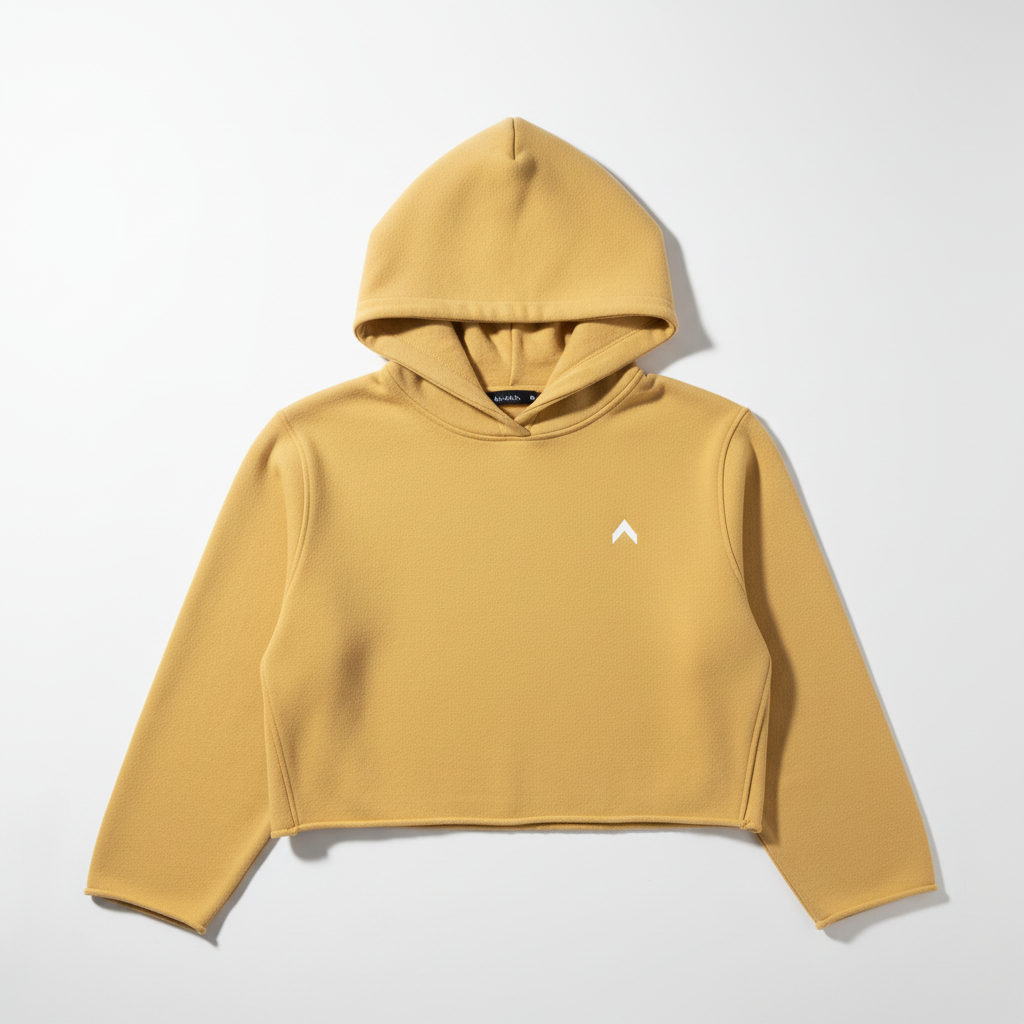 Butter Yellow Crop Hoodie - No Drawstrings