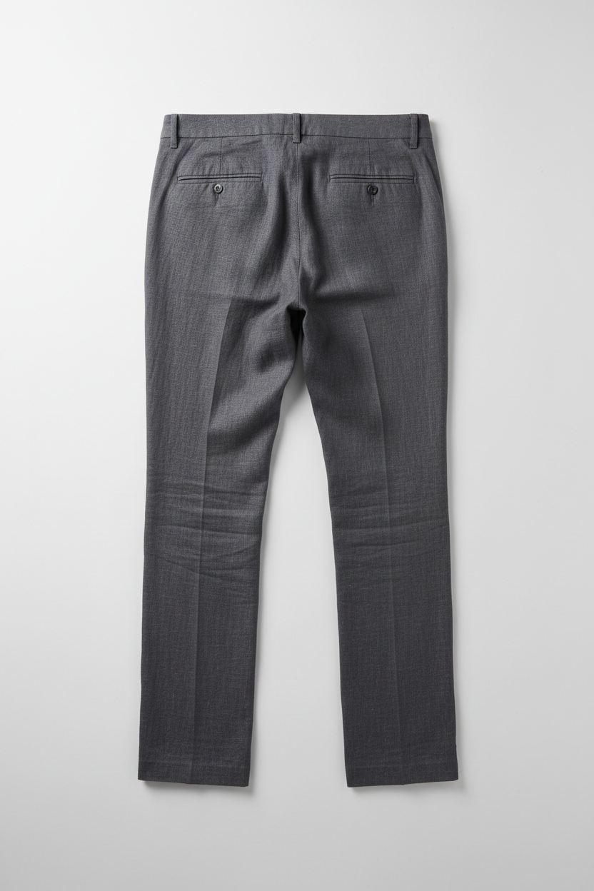 Charcoal Gray Linen Pants - Back View