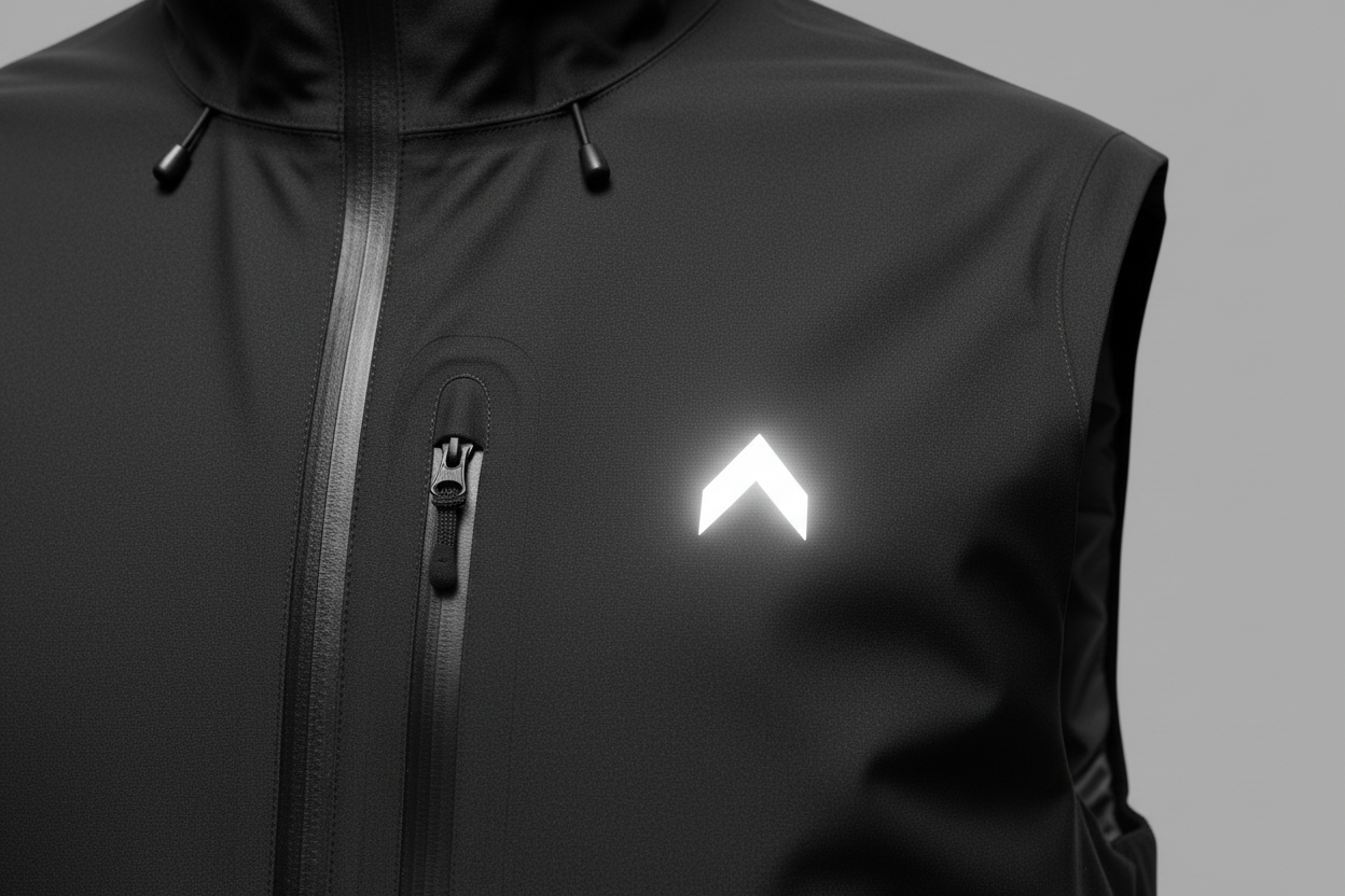 Close-up of reflective logo