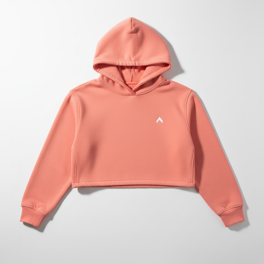 Coral Crop Hoodie Flat Lay