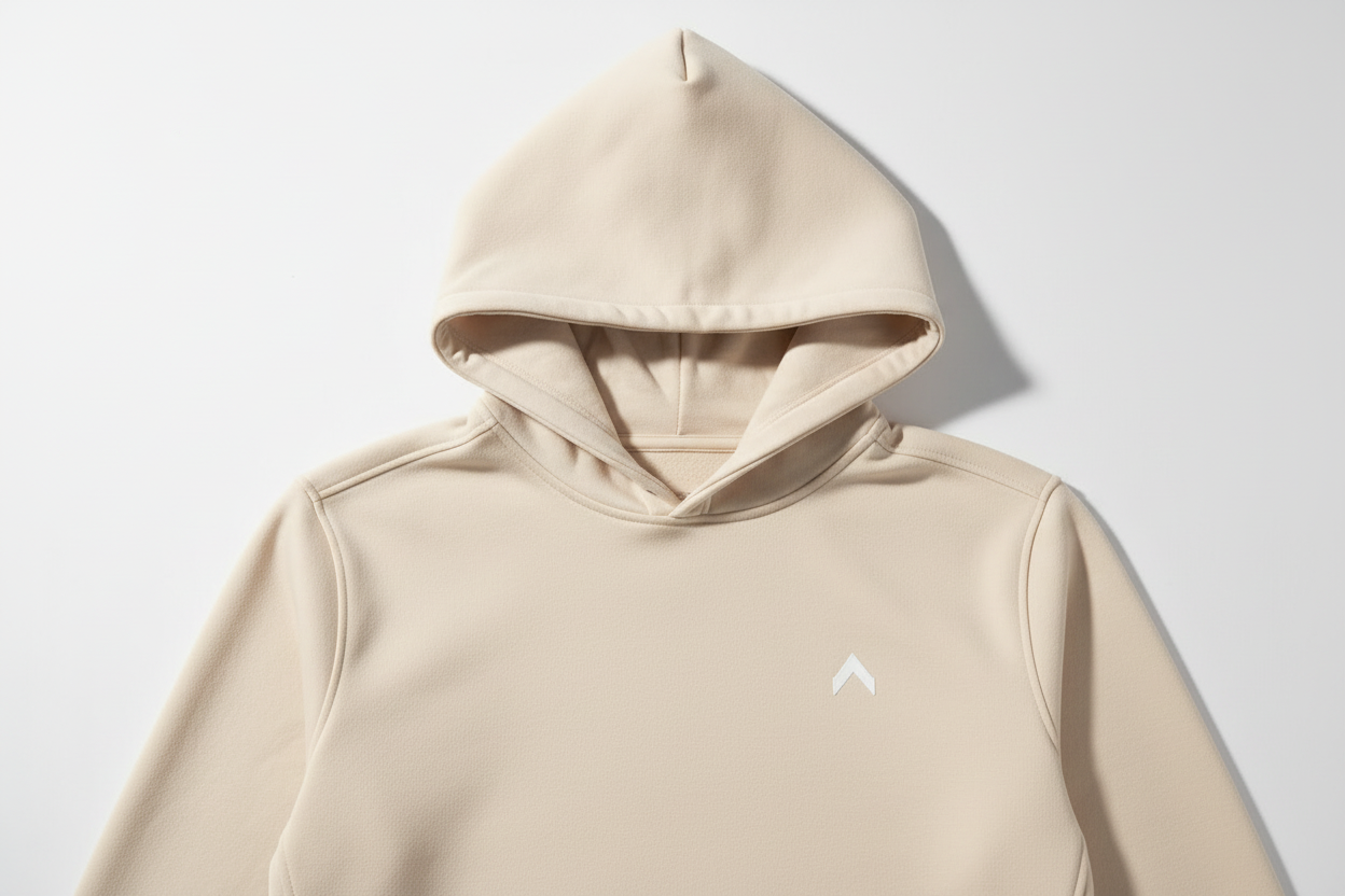 Cream Beige Crop Top Hoodie Flat Lay