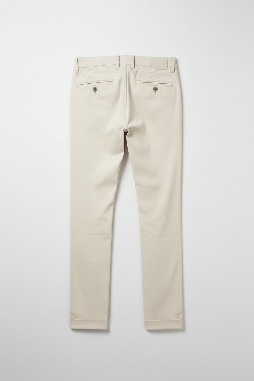 Cream Chinos Back Flat Lay