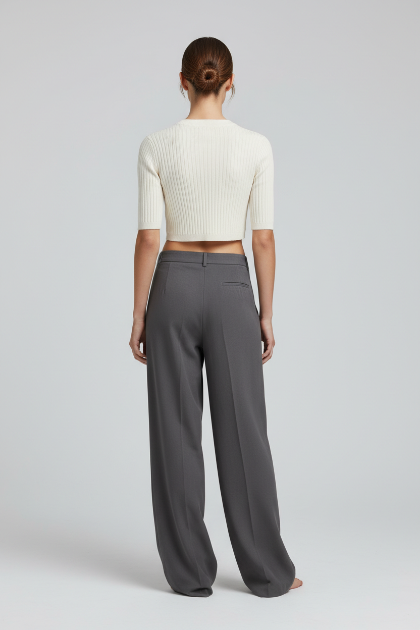 Cream crop top back view