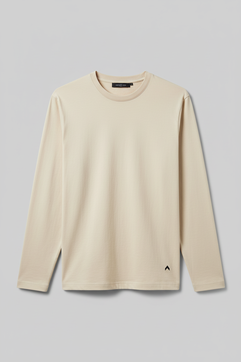 Cream long sleeve bottom logo only