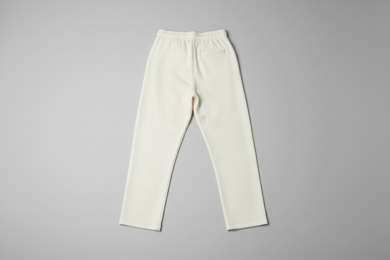 Cream sweatpants back straight