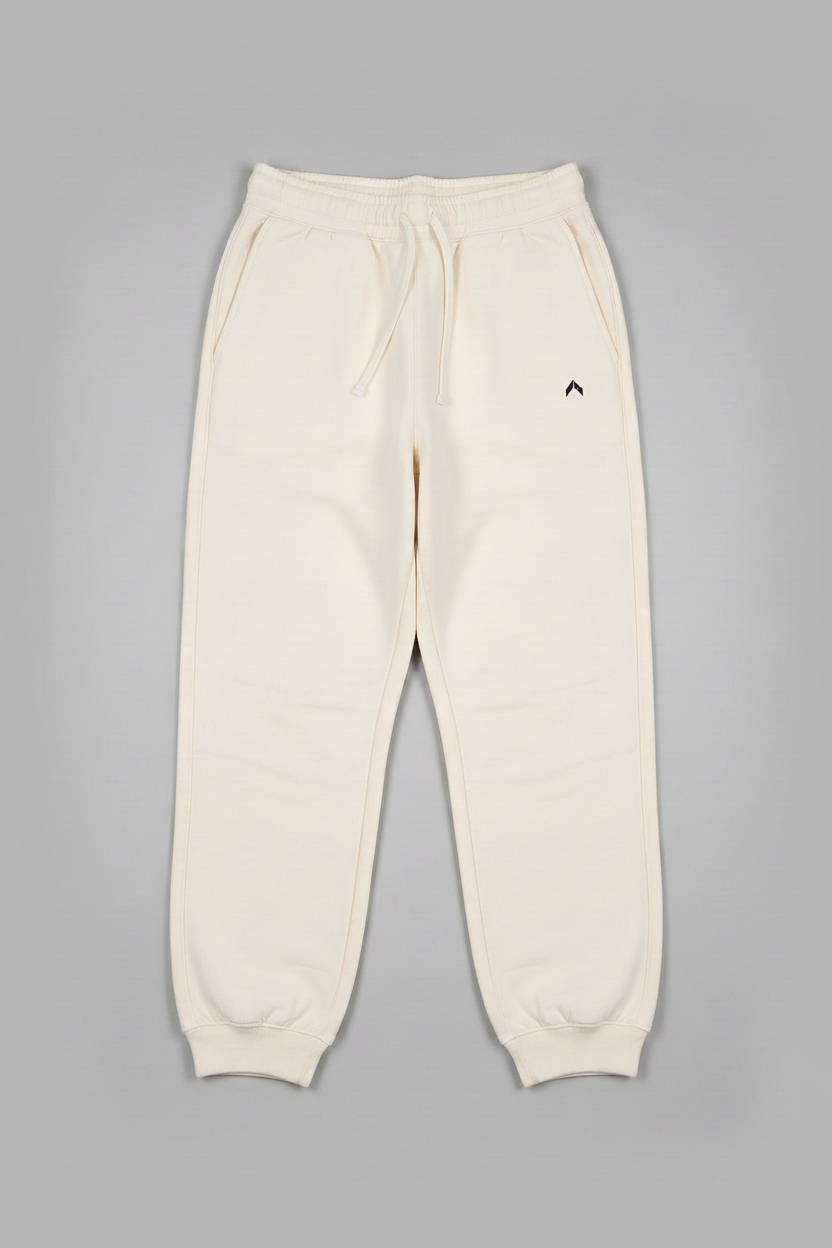 Cream Sweatpants with Black Logo