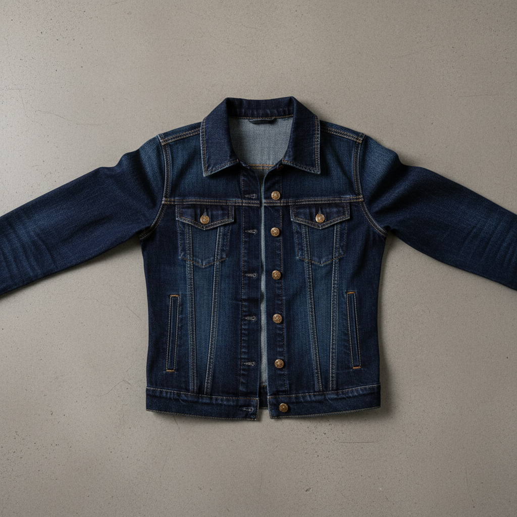 Dark Indigo Denim Jacket - Flat Lay