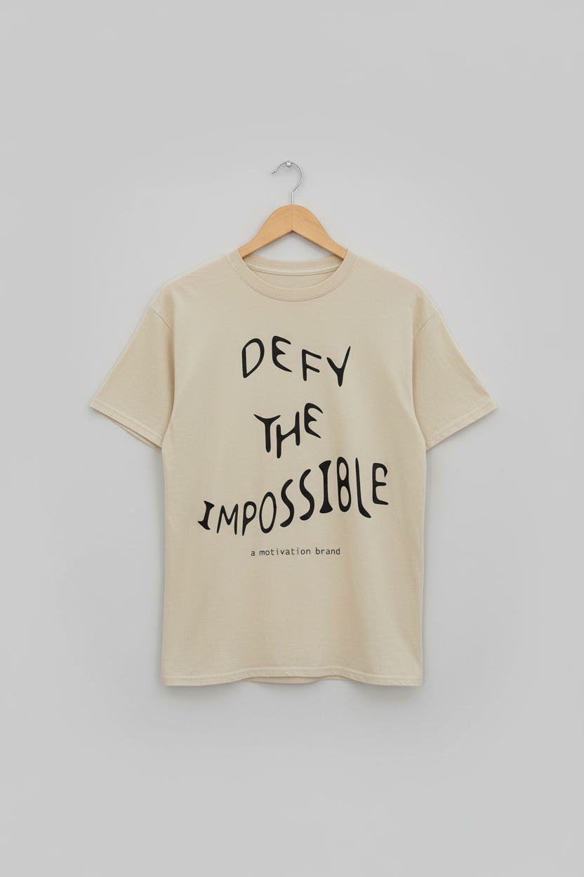 Defy The Impossible shirt on hanger no arrow