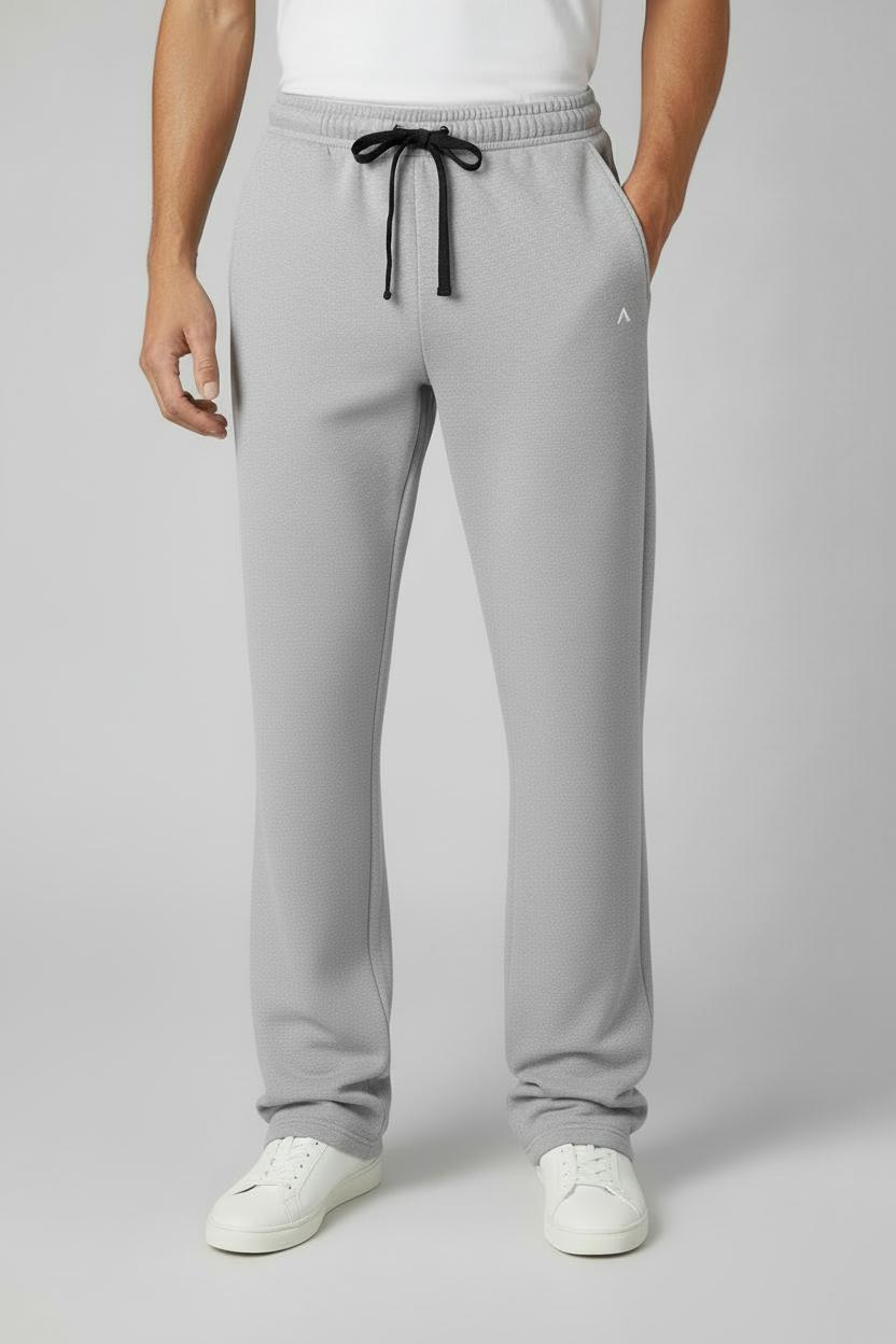 Extra long light gray sweatpants with refined fit