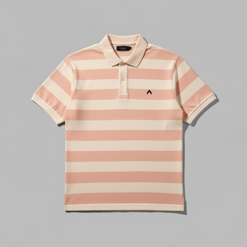 Front view - Peach pink and cream stripes