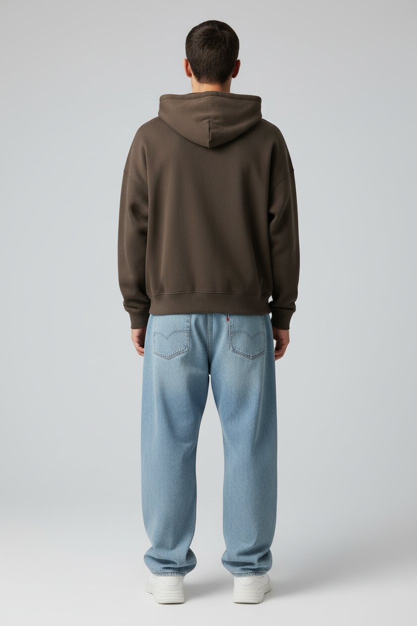 Full-zip hoodie brown back