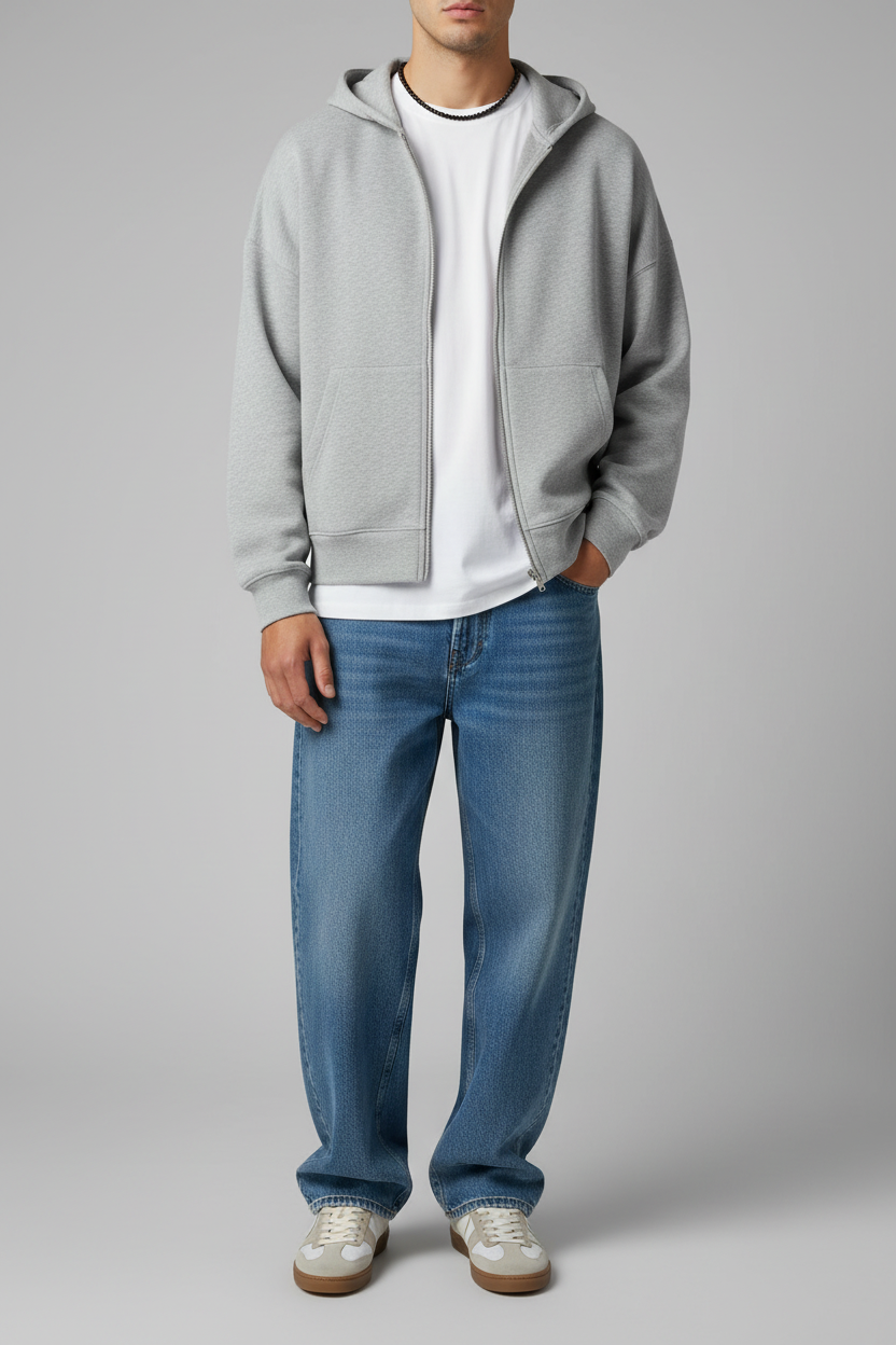 Full-zip hoodie light gray