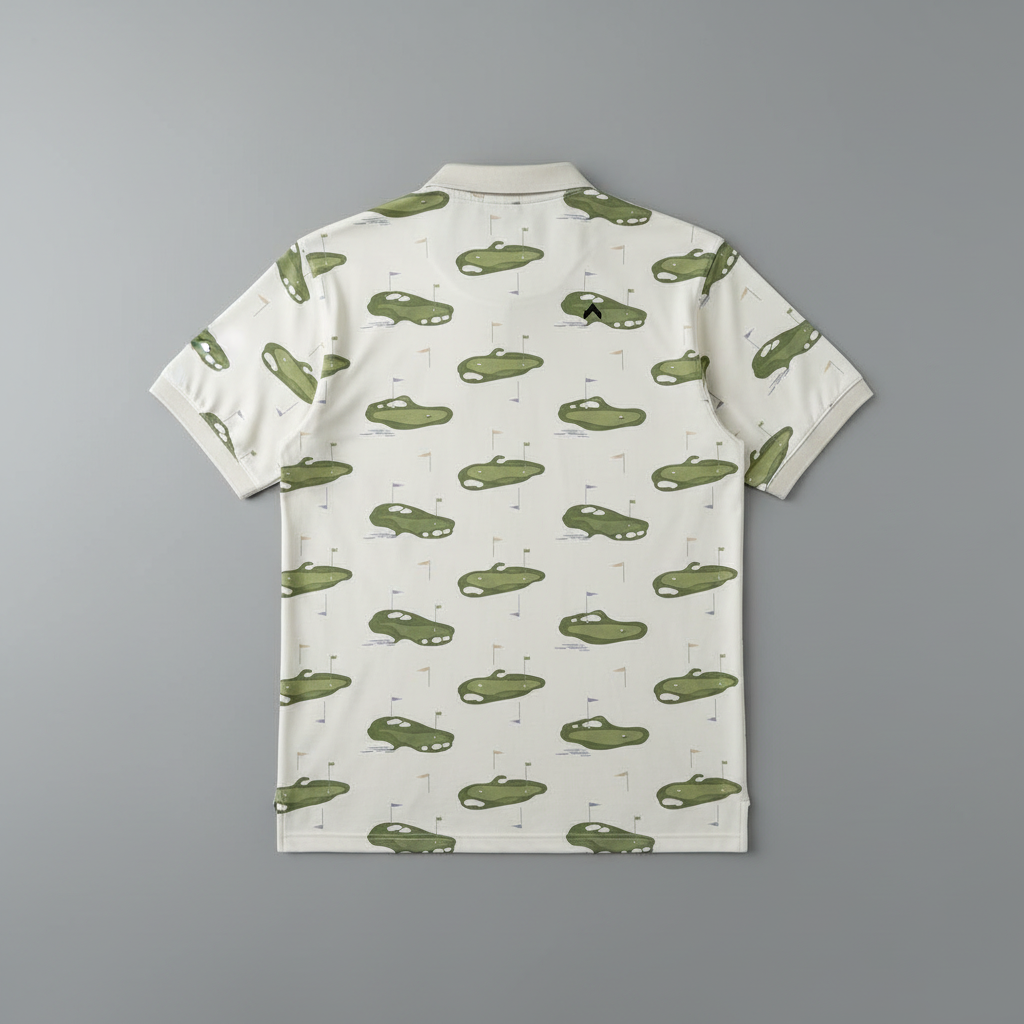 Golf polo back flat lay