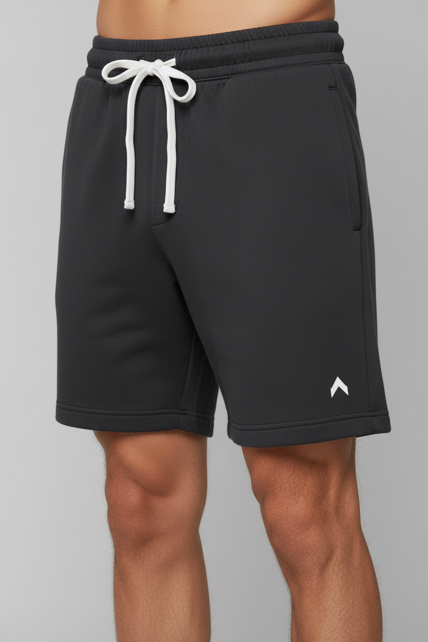 Gray Fleece Shorts with Drawstring