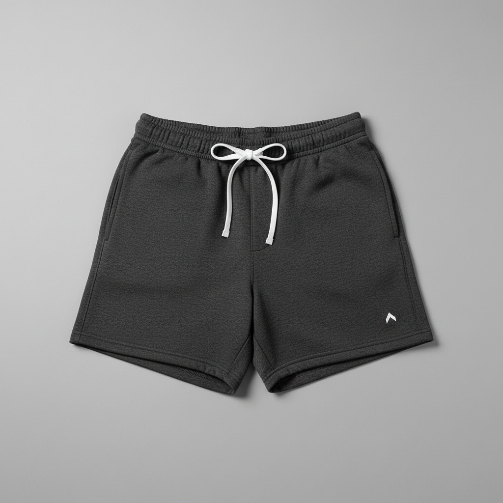 Gray Fleece Shorts with White Drawstring