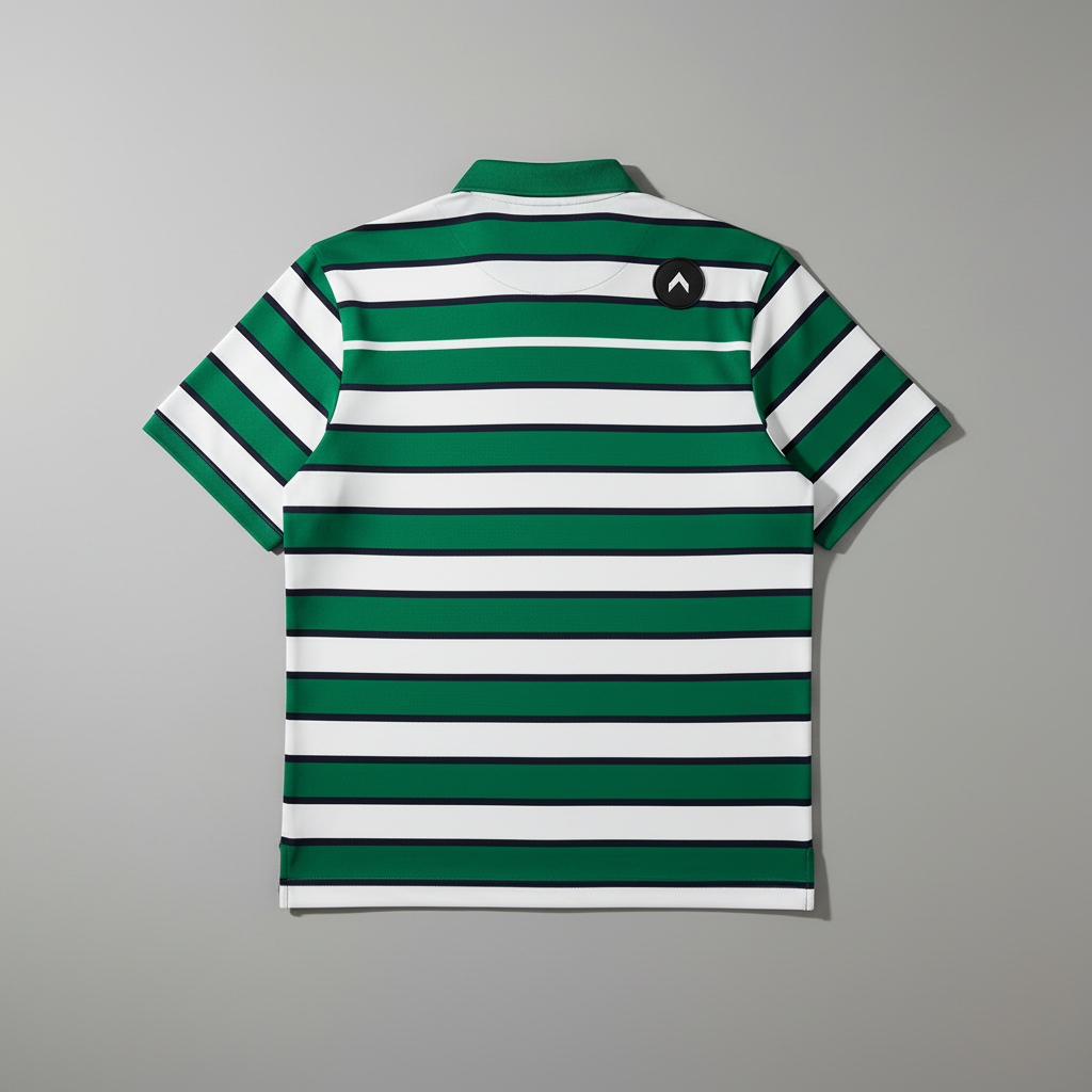 Green Striped Polo Back