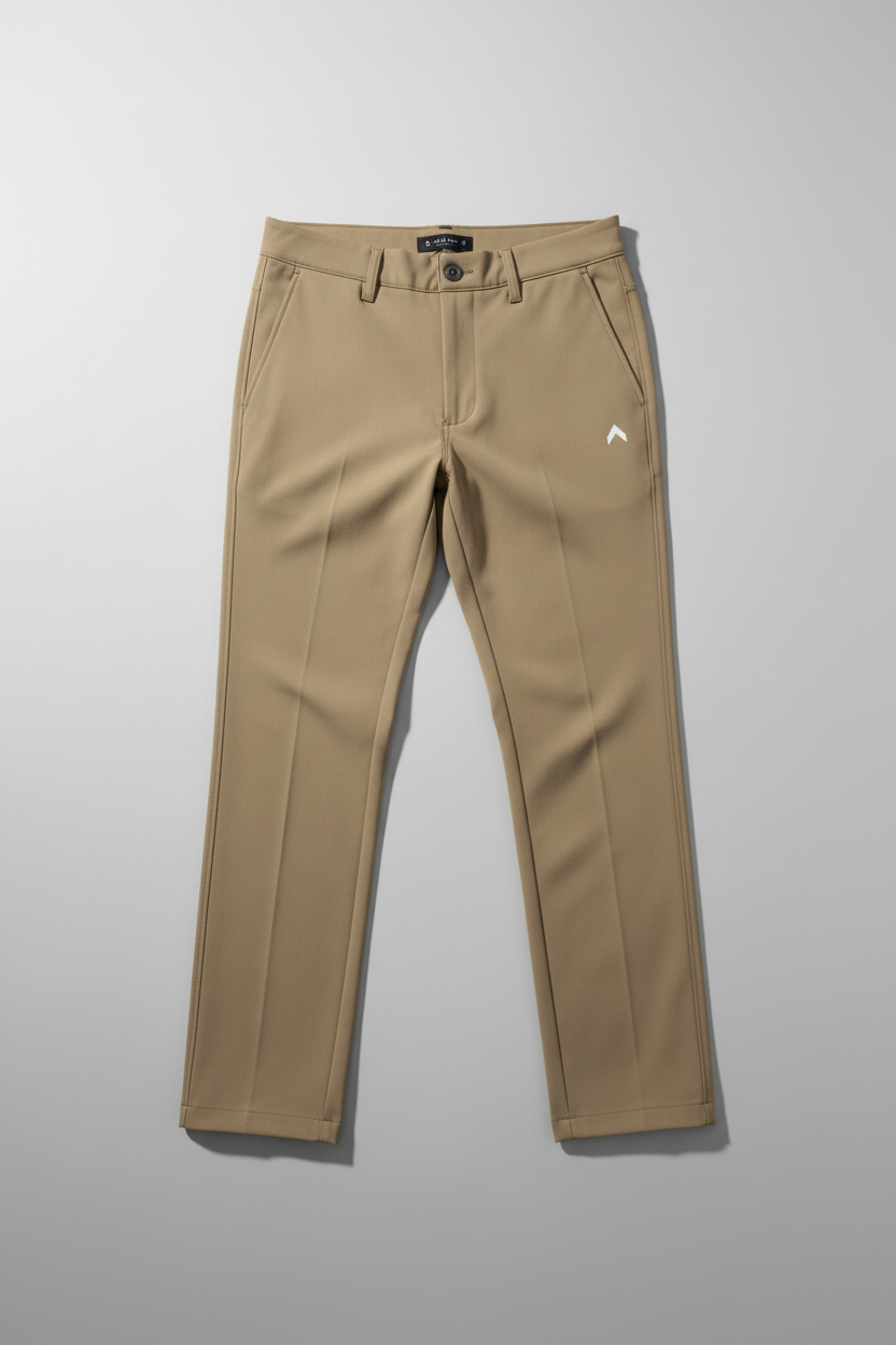 Khaki Golf Pants - Flat Lay