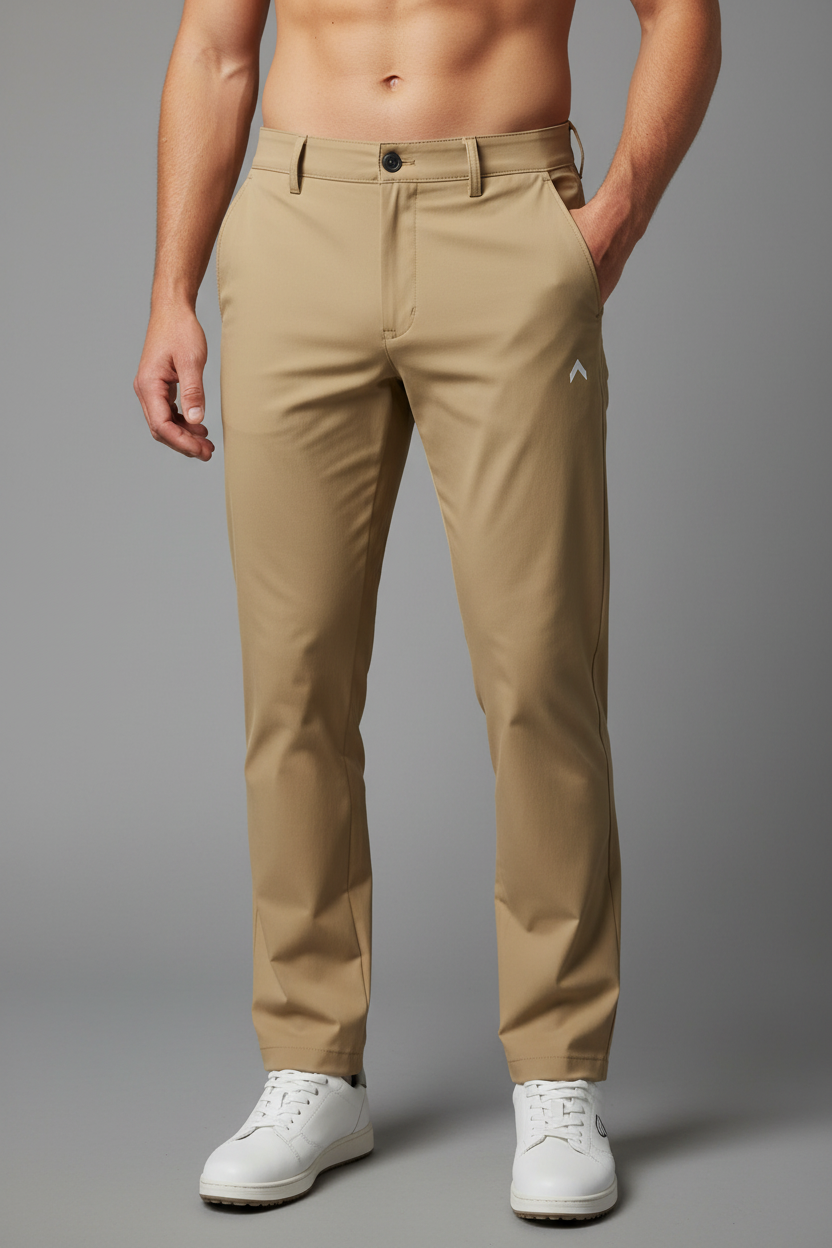 Khaki Golf Pants with Logo