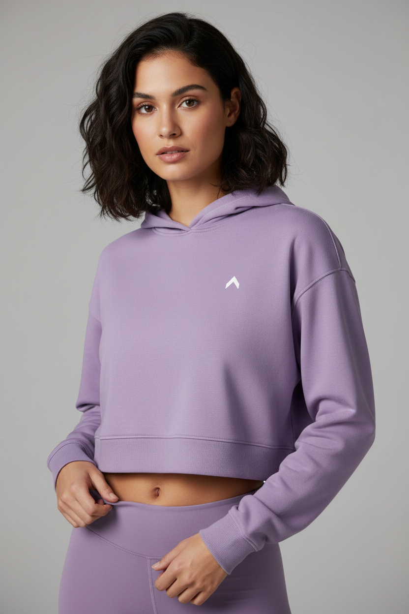Lavender Purple Crop Top Hoodie
