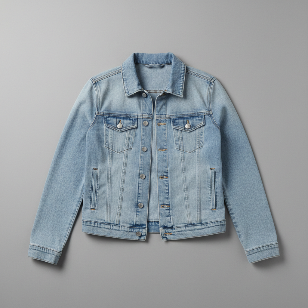 Light Blue Denim Jacket - Flat Lay