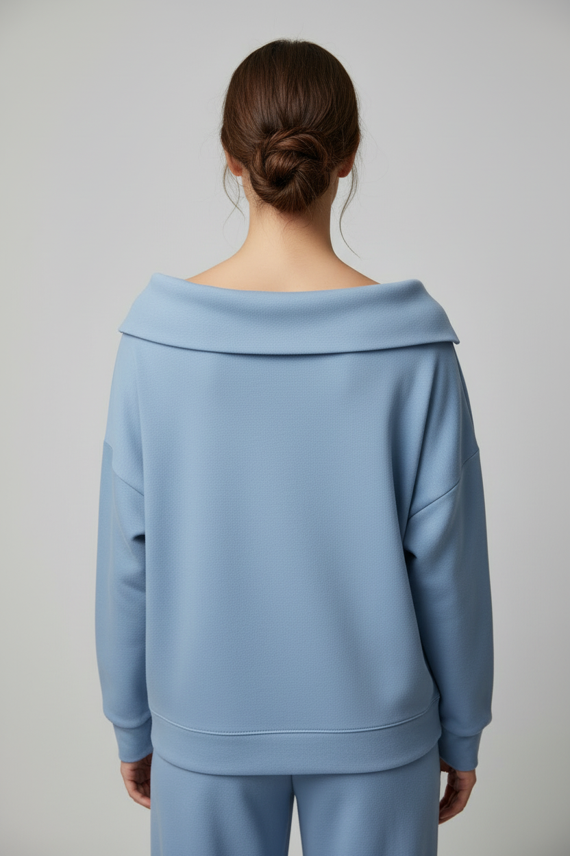 Light blue sweatshirt back view - different model